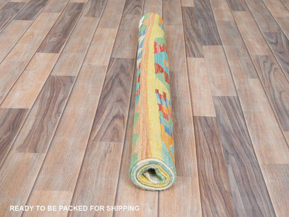 Kilim Flat-Weave hand-knotted wool rug in Multicolored & Colorful, 2'10" x 4'8" — SKU O082204 (view 5)