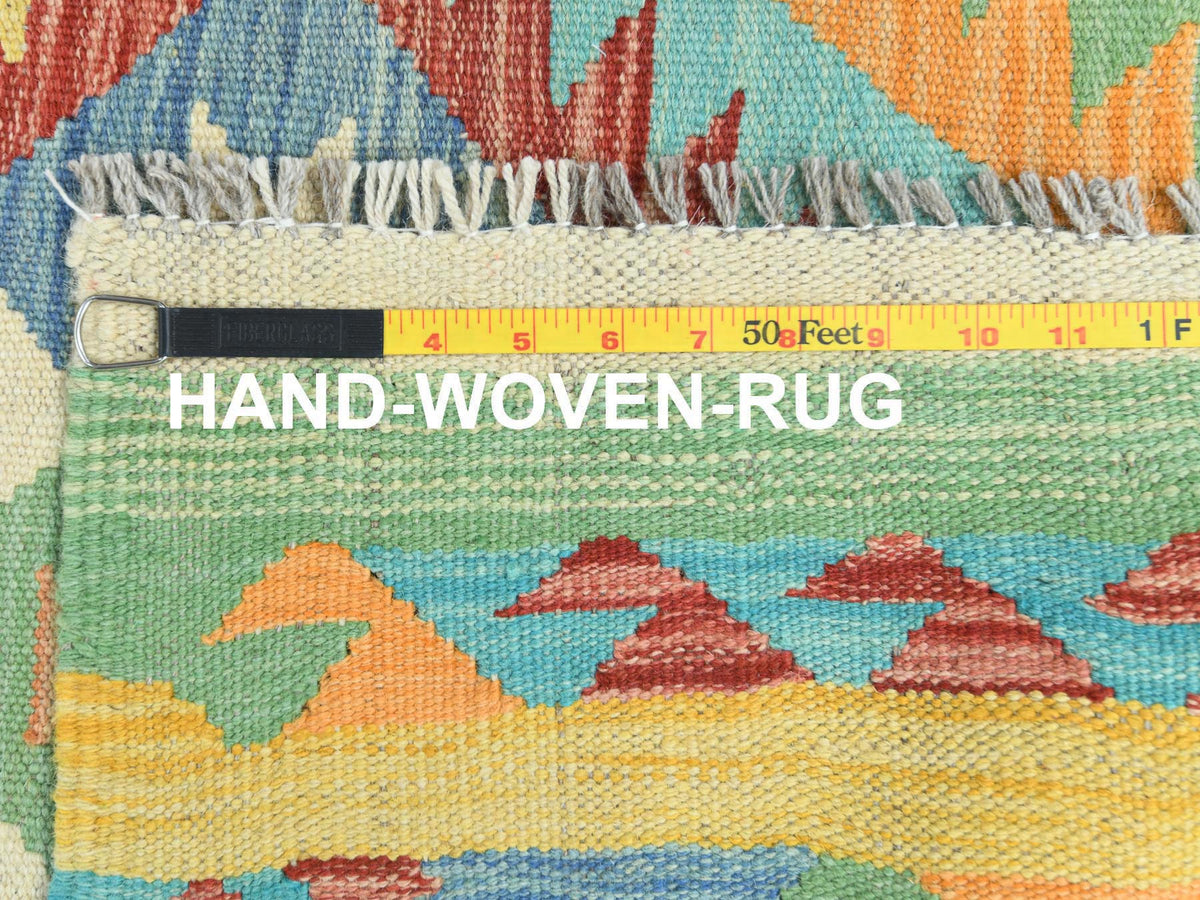 Kilim Flat-Weave hand-knotted wool rug in Multicolored & Colorful, 2'10" x 4'8" — SKU O082204 (view 6)