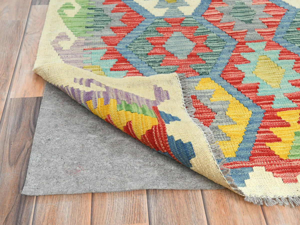 Kilim Flat-Weave hand-knotted wool rug in Multicolored & Colorful, 10'1" x 13'1" — SKU O082247 (view 2)
