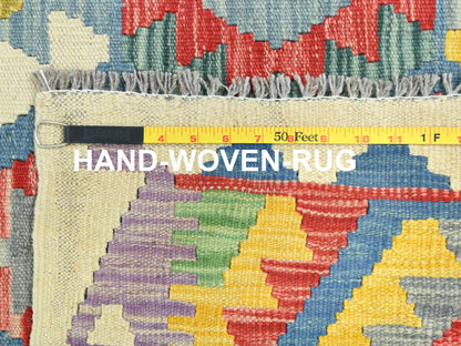 Kilim Flat-Weave hand-knotted wool rug in Multicolored & Colorful, 10'1" x 13'1" — SKU O082247 (view 5)