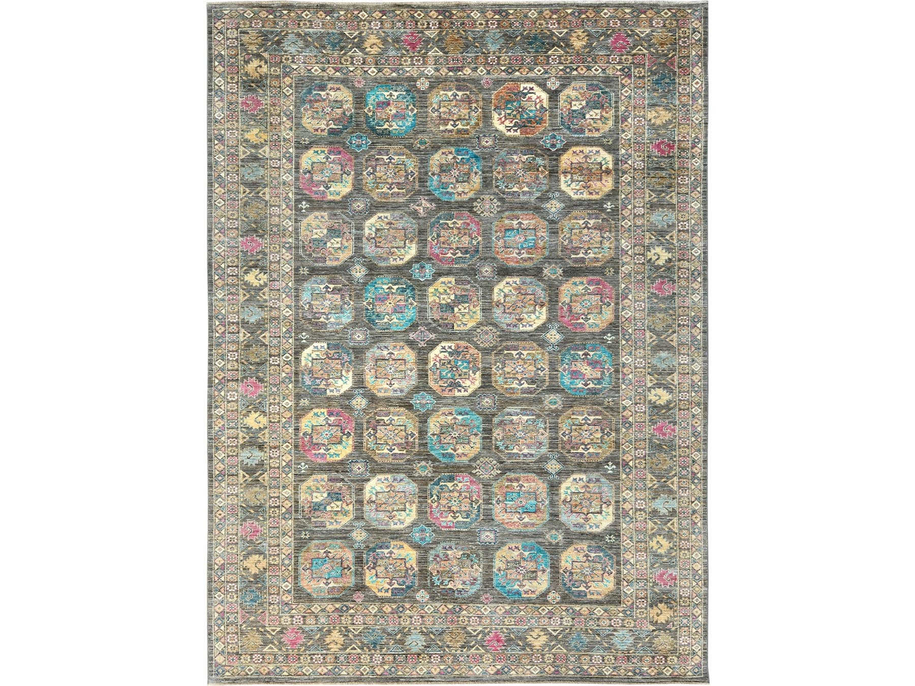 Kazak Kazak hand-knotted wool rug in Gray, 8'9" x 11'7" — SKU O082271