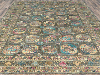 Grey 8'9" x 11'7" Tribal Hand knotted Wool Rug - Sku: O082271
