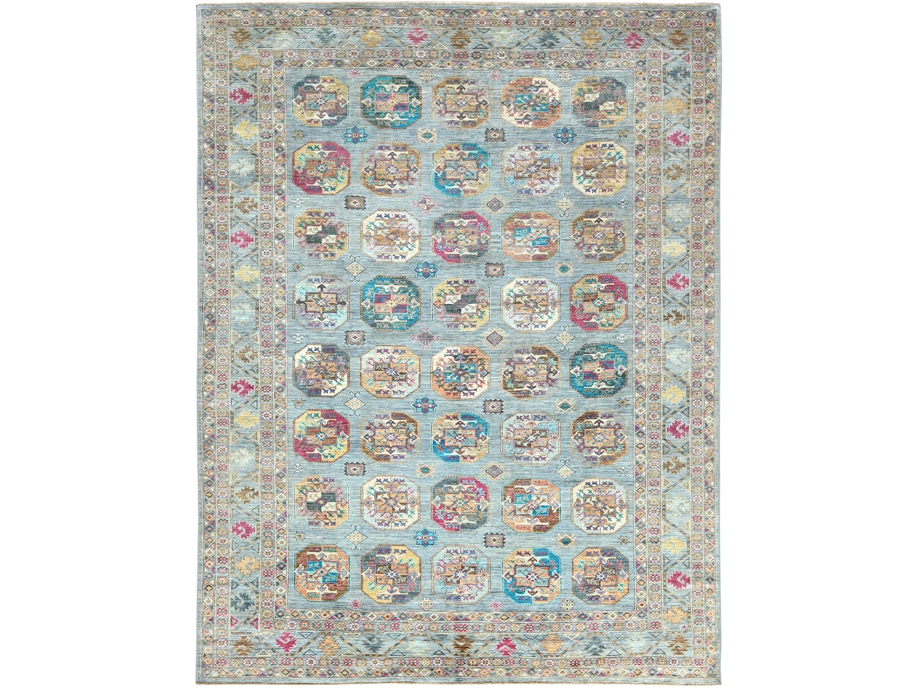 Kazak Kazak hand-knotted wool rug in Blue, 8'8" x 11'9" — SKU O082273