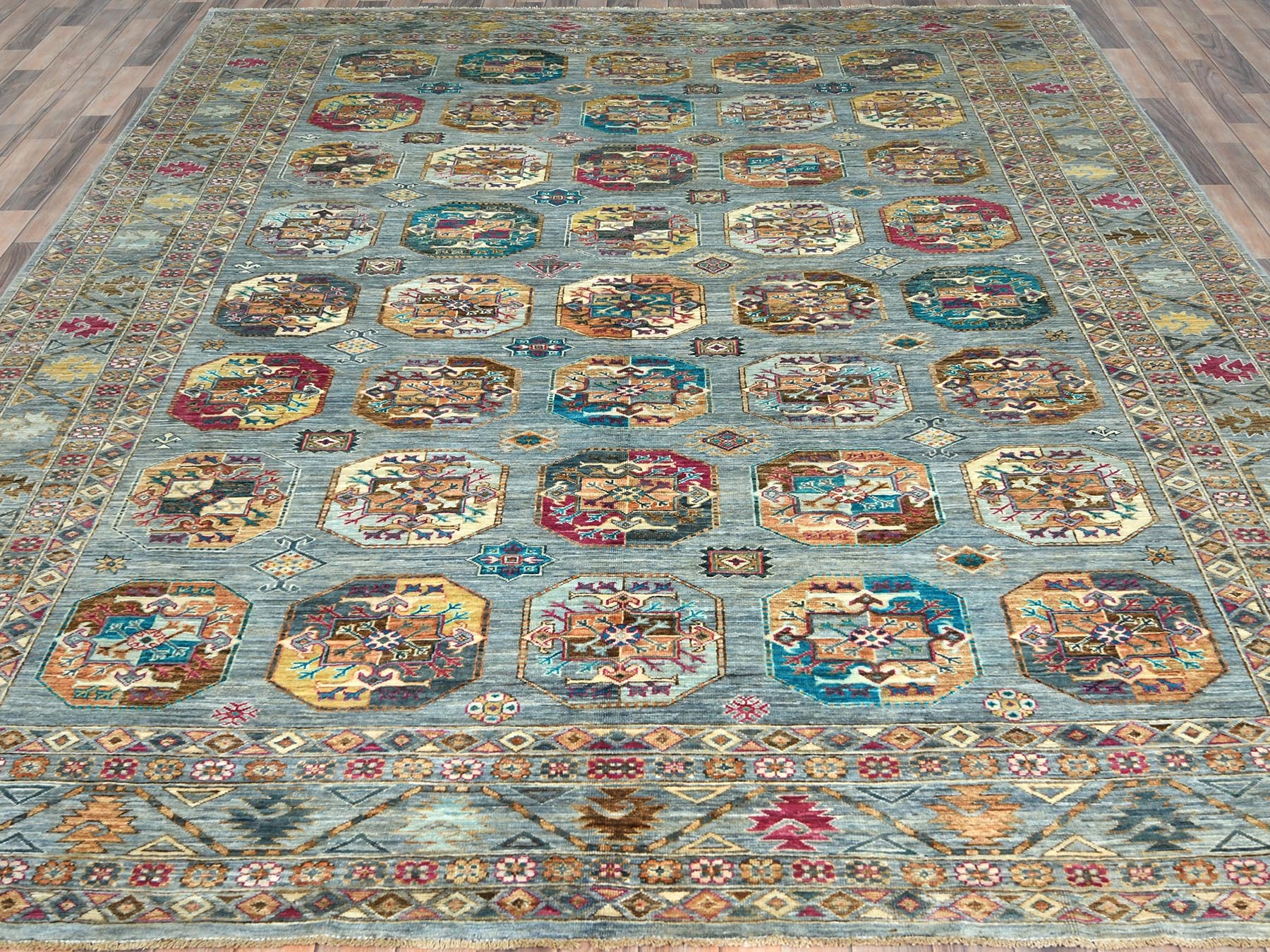 Kazak Kazak hand-knotted wool rug in Blue, 8'8" x 11'9" — SKU O082273 (view 2)