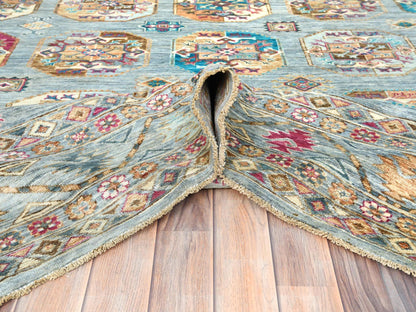 Blue 8'8" x 11'9" Kazak Hand knotted Wool Rug - Sku: O082273