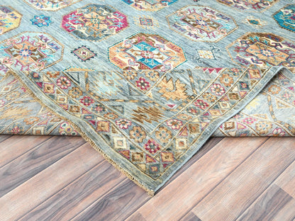 Blue 8'8" x 11'9" Kazak Hand knotted Wool Rug - Sku: O082273