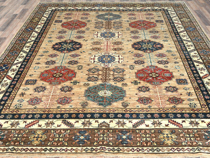 Beige 8'0" x 9'9" Kazak Hand knotted Wool Rug - Sku: O082277