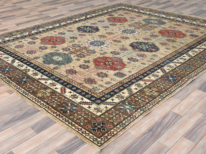 Beige 8'0" x 9'9" Kazak Hand knotted Wool Rug - Sku: O082277
