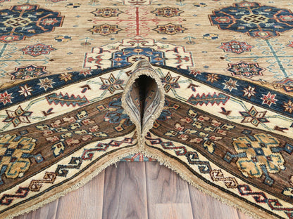 Beige 8'0" x 9'9" Kazak Hand knotted Wool Rug - Sku: O082277