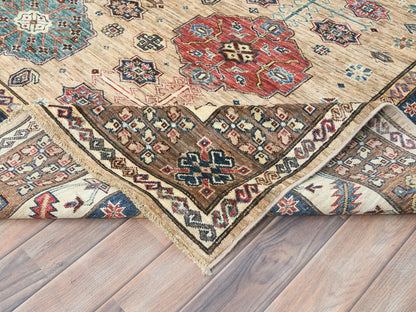 Beige 8'0" x 9'9" Kazak Hand knotted Wool Rug - Sku: O082277
