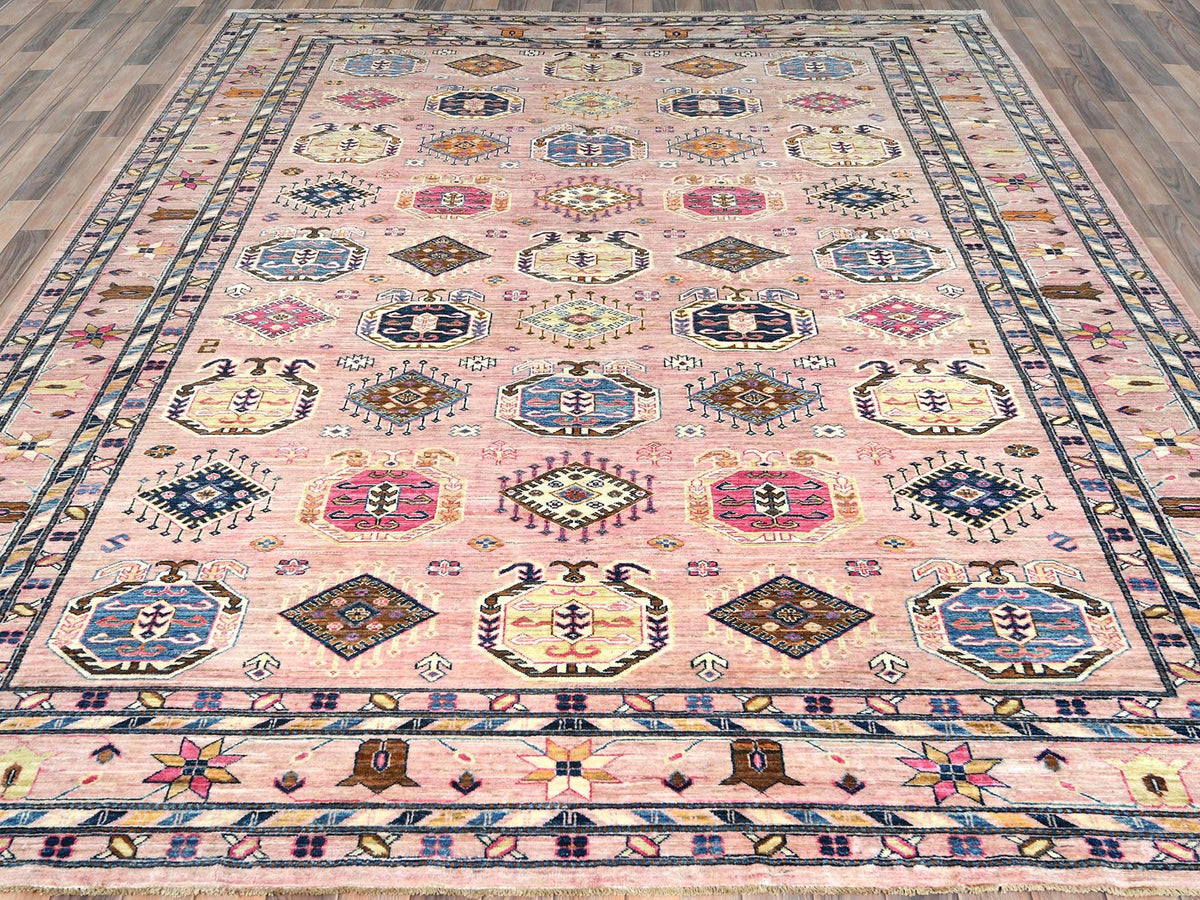 Kazak Kazak hand-knotted wool rug in Pink, 8'10" x 12' — SKU O082289 (view 2)