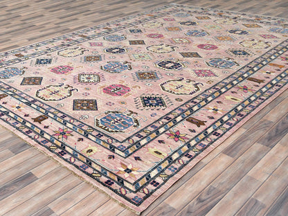 Kazak Kazak hand-knotted wool rug in Pink, 8'10" x 12' — SKU O082289 (view 3)