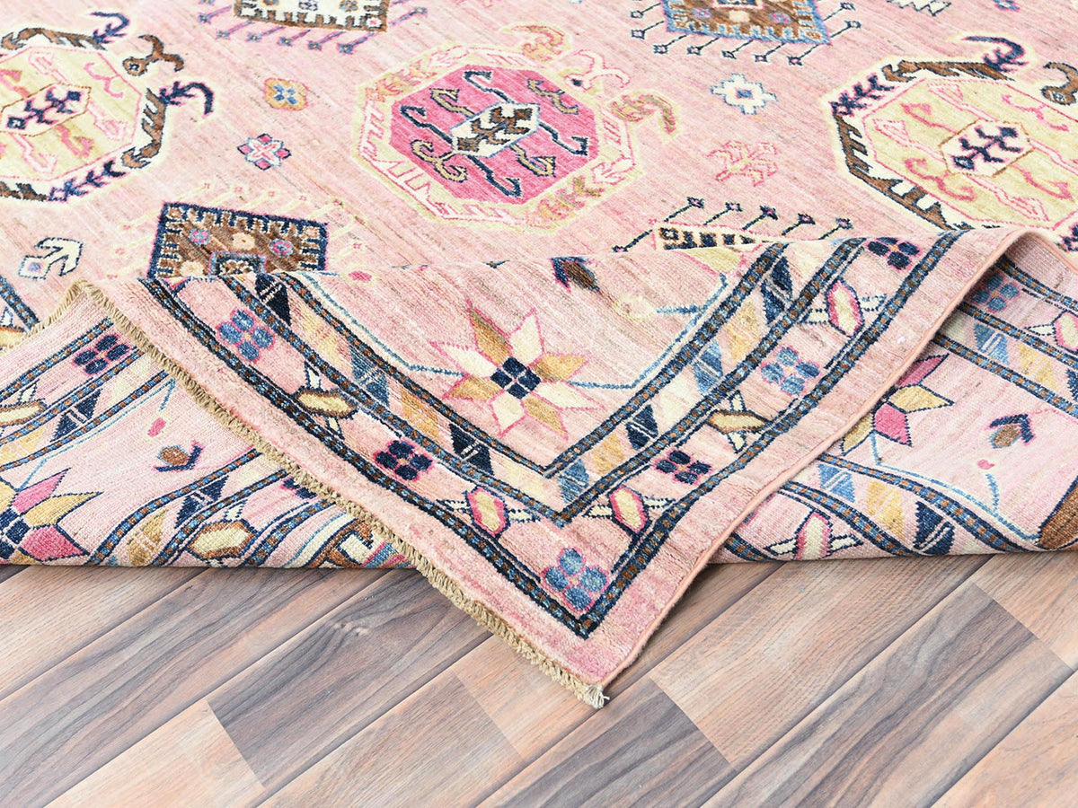 Kazak Kazak hand-knotted wool rug in Pink, 8'10" x 12' — SKU O082289 (view 6)