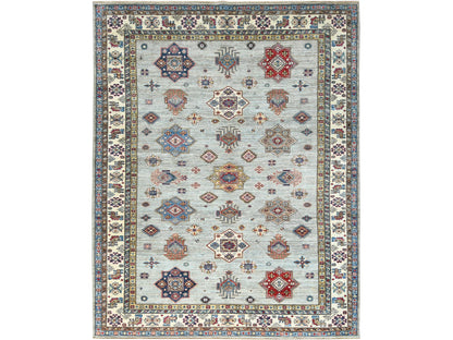 Blue 7'10" x 9'10" Kazak Hand knotted Wool Rug - Sku: O082305