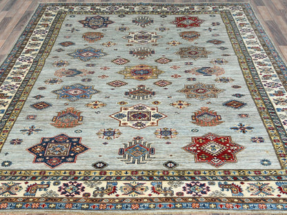 Blue 7'10" x 9'10" Kazak Hand knotted Wool Rug - Sku: O082305