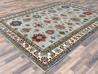 Blue 7'10" x 9'10" Kazak Hand knotted Wool Rug - Sku: O082305