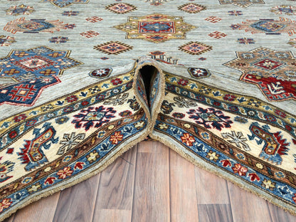 Blue 7'10" x 9'10" Kazak Hand knotted Wool Rug - Sku: O082305