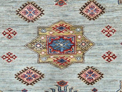 Blue 7'10" x 9'10" Kazak Hand knotted Wool Rug - Sku: O082305