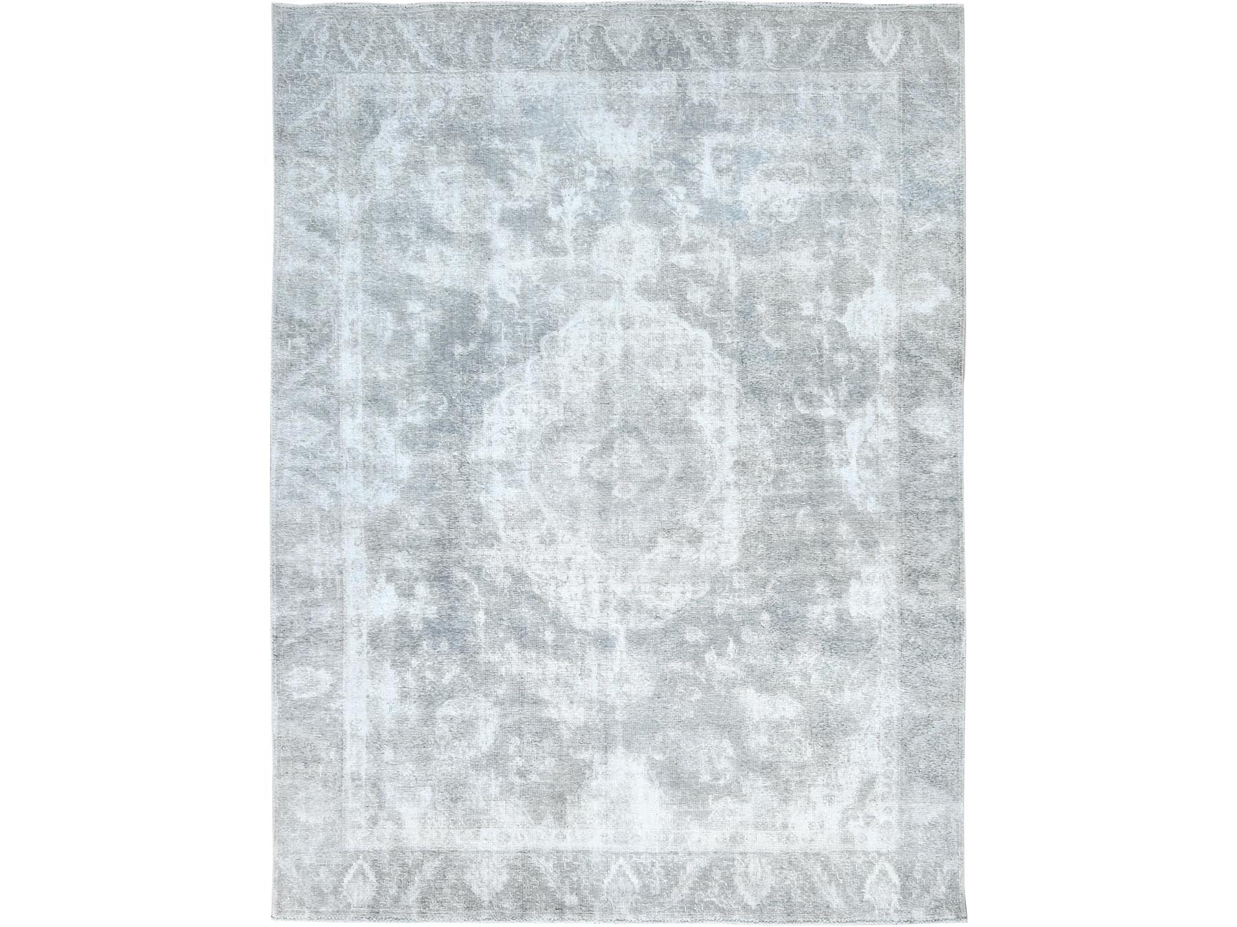 Tabriz Vintage hand-knotted wool rug in Gray, 8'10" x 11'11" — SKU O082339