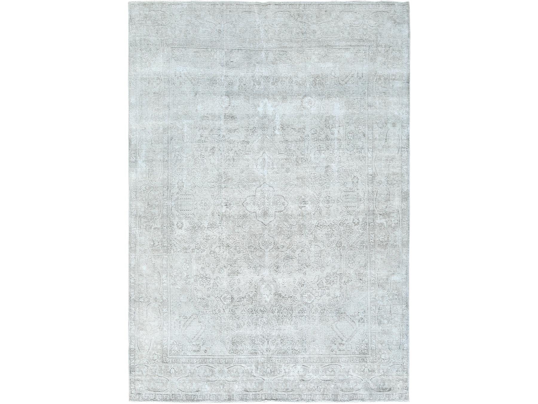 Tabriz Vintage hand-knotted wool rug in Gray, 9'4" x 12'3" — SKU O082340