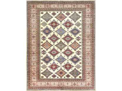 Kazak Kazak hand-knotted wool rug in Ivory & Beige, 9'3" x 12' — SKU O082380