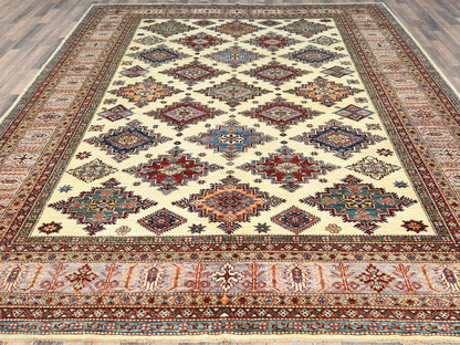 Kazak Kazak hand-knotted wool rug in Ivory & Beige, 9'3" x 12' — SKU O082380 (view 2)