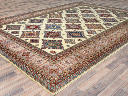 Kazak Kazak hand-knotted wool rug in Ivory & Beige, 9'3" x 12' — SKU O082380 (view 3)