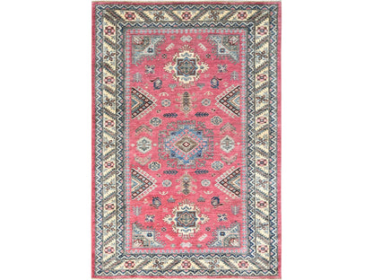 Kazak Kazak hand-knotted wool rug in Pink & Ivory, 6' x 8'9" — SKU O082390