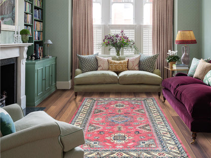 Kazak Kazak hand-knotted wool rug in Pink & Ivory, 6' x 8'9" — SKU O082390 (view 2)