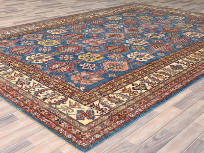 Blue 9'0" x 12'7" Kazak Hand knotted Wool Rug - Sku: O082447