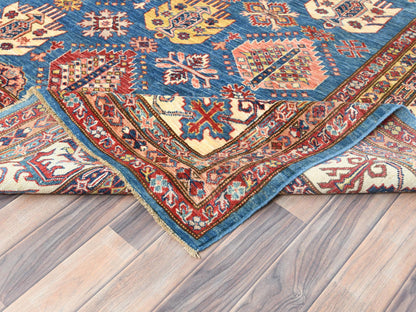 Blue 9'0" x 12'7" Kazak Hand knotted Wool Rug - Sku: O082447