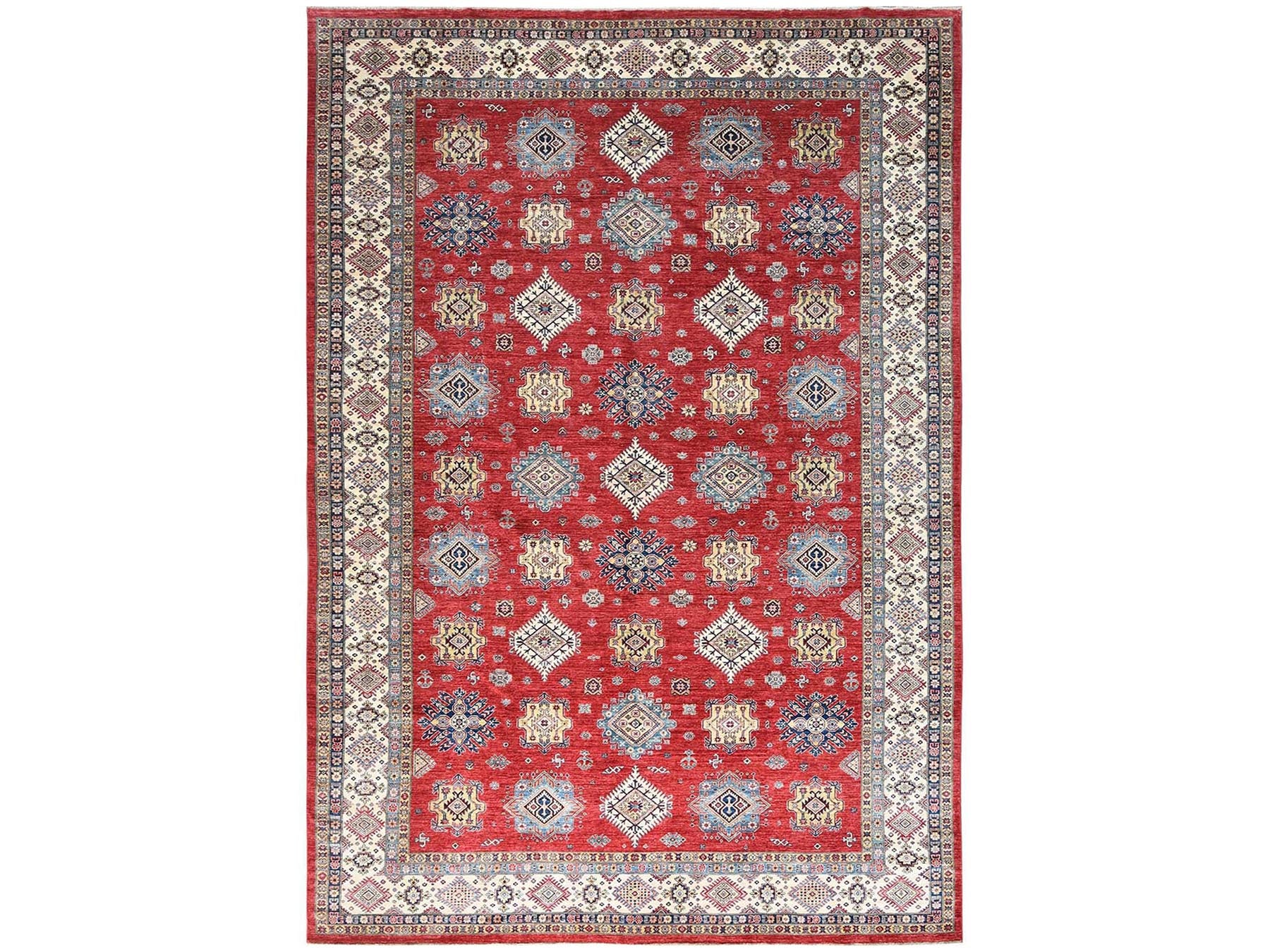Kazak Kazak hand-knotted wool rug in Red & Ivory, 12'1" x 16' — SKU O082528