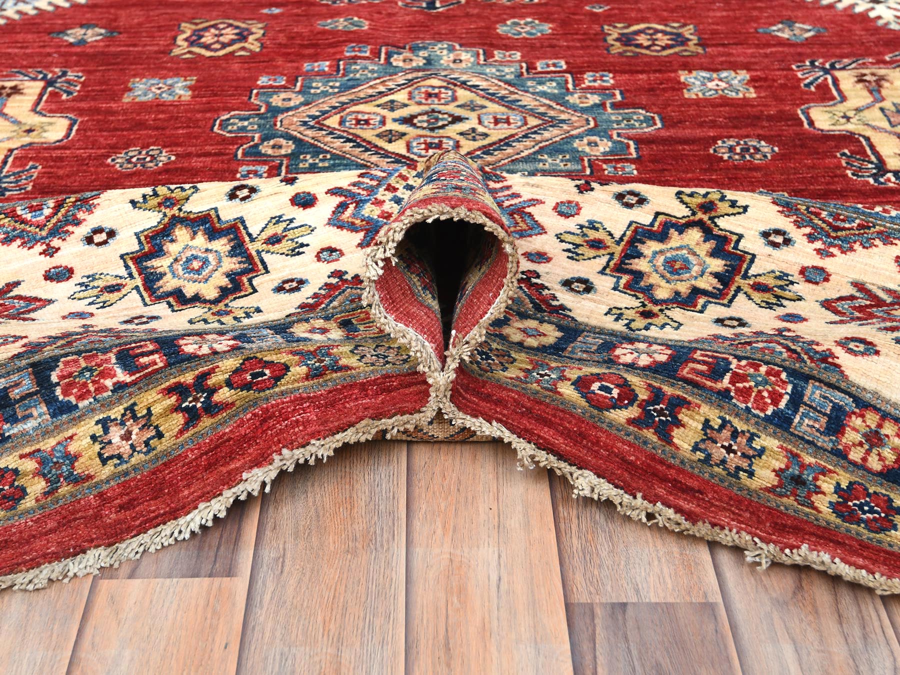 Kazak Kazak hand-knotted wool rug in Red & Ivory, 12'1" x 16' — SKU O082528 (view 6)
