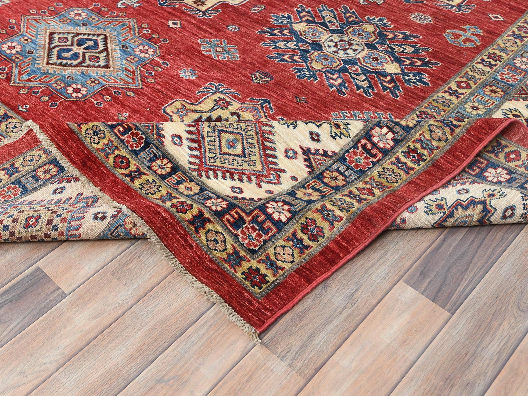 Kazak Kazak hand-knotted wool rug in Red & Ivory, 12'1" x 16' — SKU O082528 (view 7)