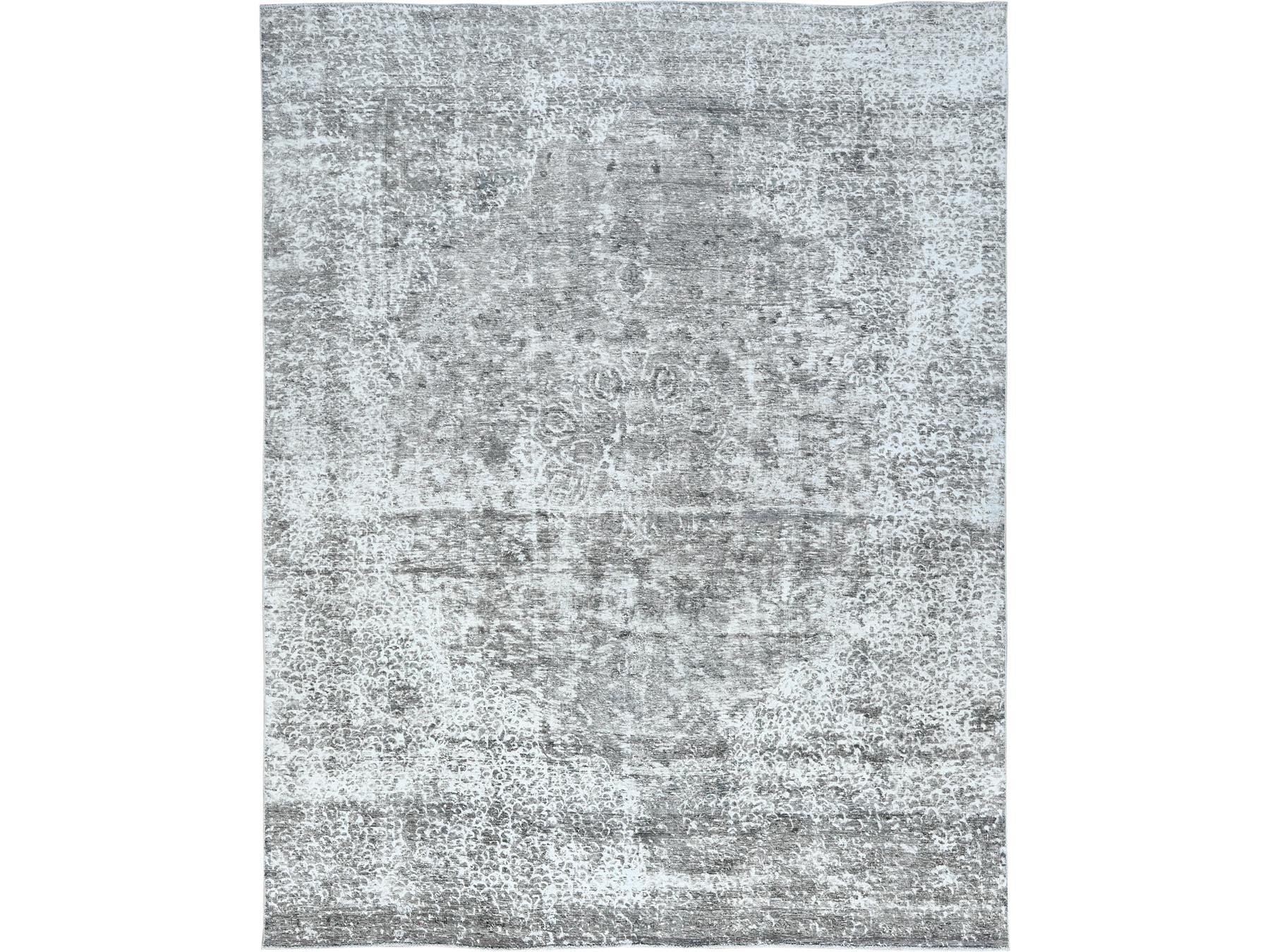Tabriz Vintage hand-knotted wool rug in Gray, 9'3" x 12' — SKU O082544