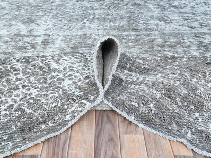 Grey 9'3" x 12'0" Vintage Hand knotted Wool Rug - Sku: O082544