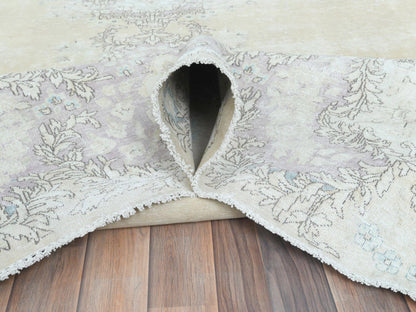 Kerman Vintage hand-knotted worn wool rug in Ivory & Chocolate Brown, 11'5" x 16' — SKU O082547 (view 5)