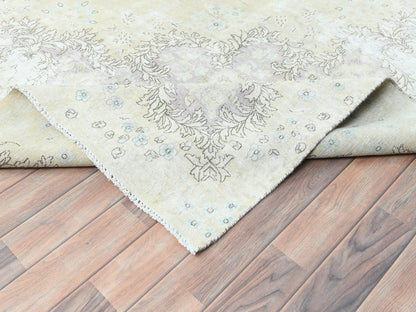 Kerman Vintage hand-knotted worn wool rug in Ivory & Chocolate Brown, 11'5" x 16' — SKU O082547 (view 6)