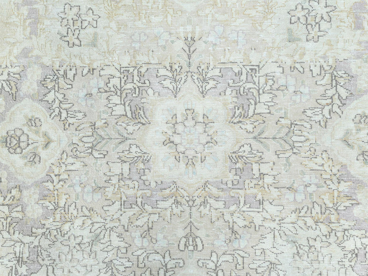 Kerman Vintage hand-knotted worn wool rug in Ivory & Chocolate Brown, 11'5" x 16' — SKU O082547 (view 8)
