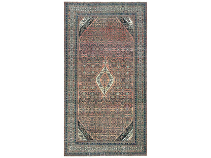 Vintage hand-knotted wool runner in Orange & Ivory, 11'2" x 21'2" — SKU O082548