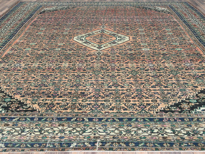 Vintage hand-knotted wool runner in Orange & Ivory, 11'2" x 21'2" — SKU O082548 (view 3)