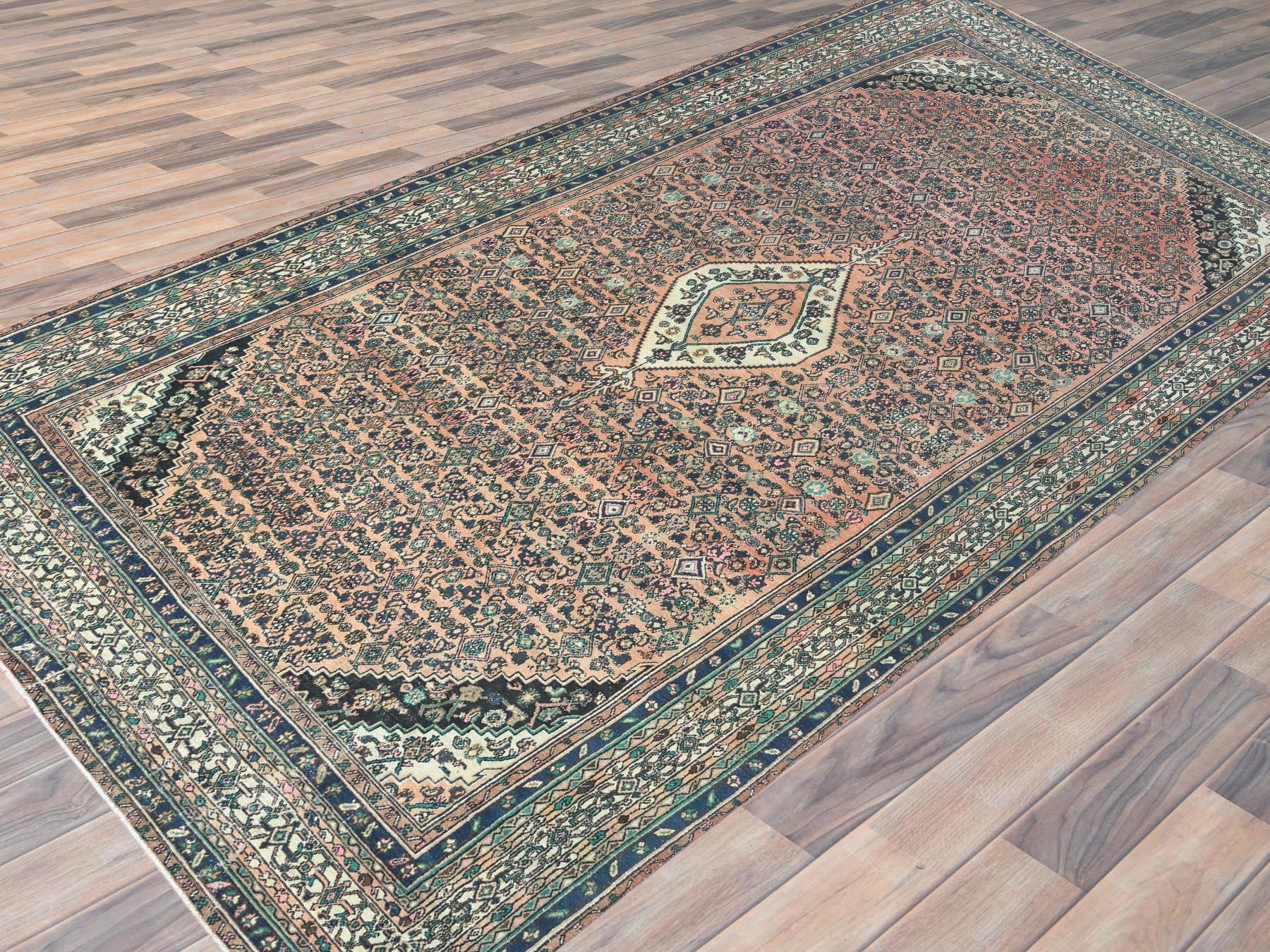 Vintage hand-knotted wool runner in Orange & Ivory, 11'2" x 21'2" — SKU O082548 (view 4)