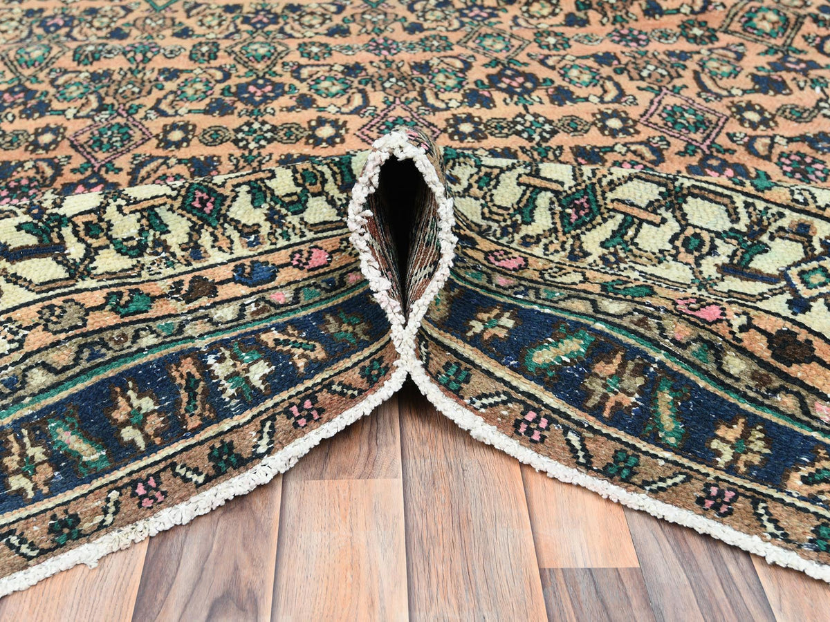 Vintage hand-knotted wool runner in Orange & Ivory, 11'2" x 21'2" — SKU O082548 (view 6)