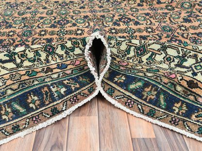 Vintage hand-knotted wool runner in Orange & Ivory, 11'2" x 21'2" — SKU O082548 (view 6)