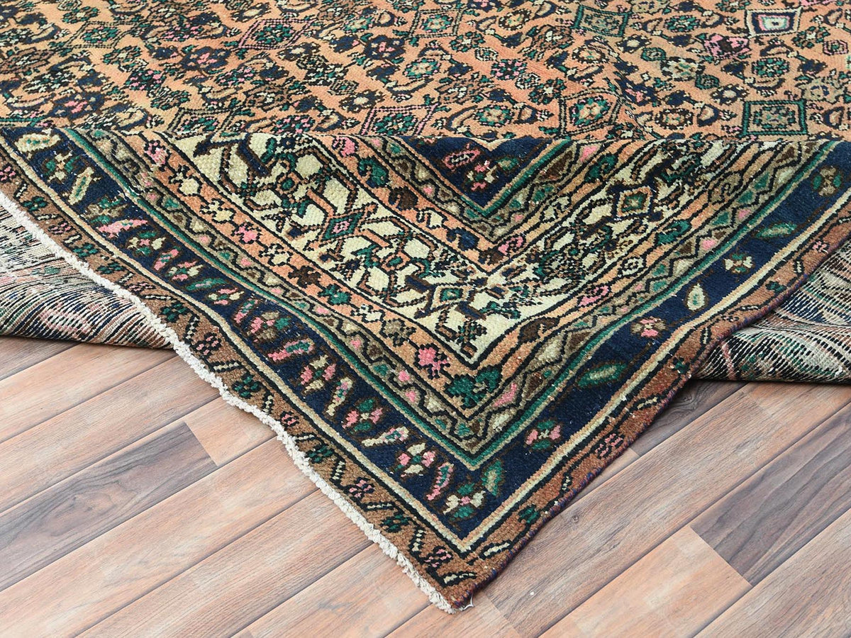 Vintage hand-knotted wool runner in Orange & Ivory, 11'2" x 21'2" — SKU O082548 (view 7)