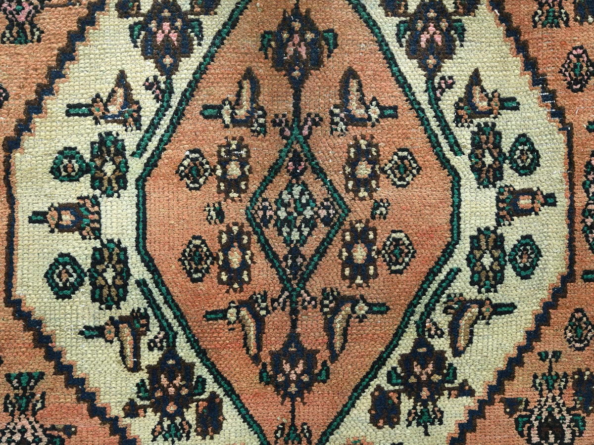 Vintage hand-knotted wool runner in Orange & Ivory, 11'2" x 21'2" — SKU O082548 (view 9)