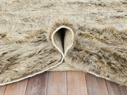 Beige 13'6" x 13'5" Modern and Contemporary Hand knotted Wool Rug - Sku: O082563