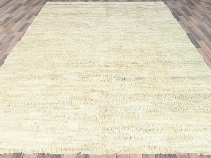 Beige 10'1" x 14'1" Modern and Contemporary Hand knotted Wool Rug - Sku: O082565
