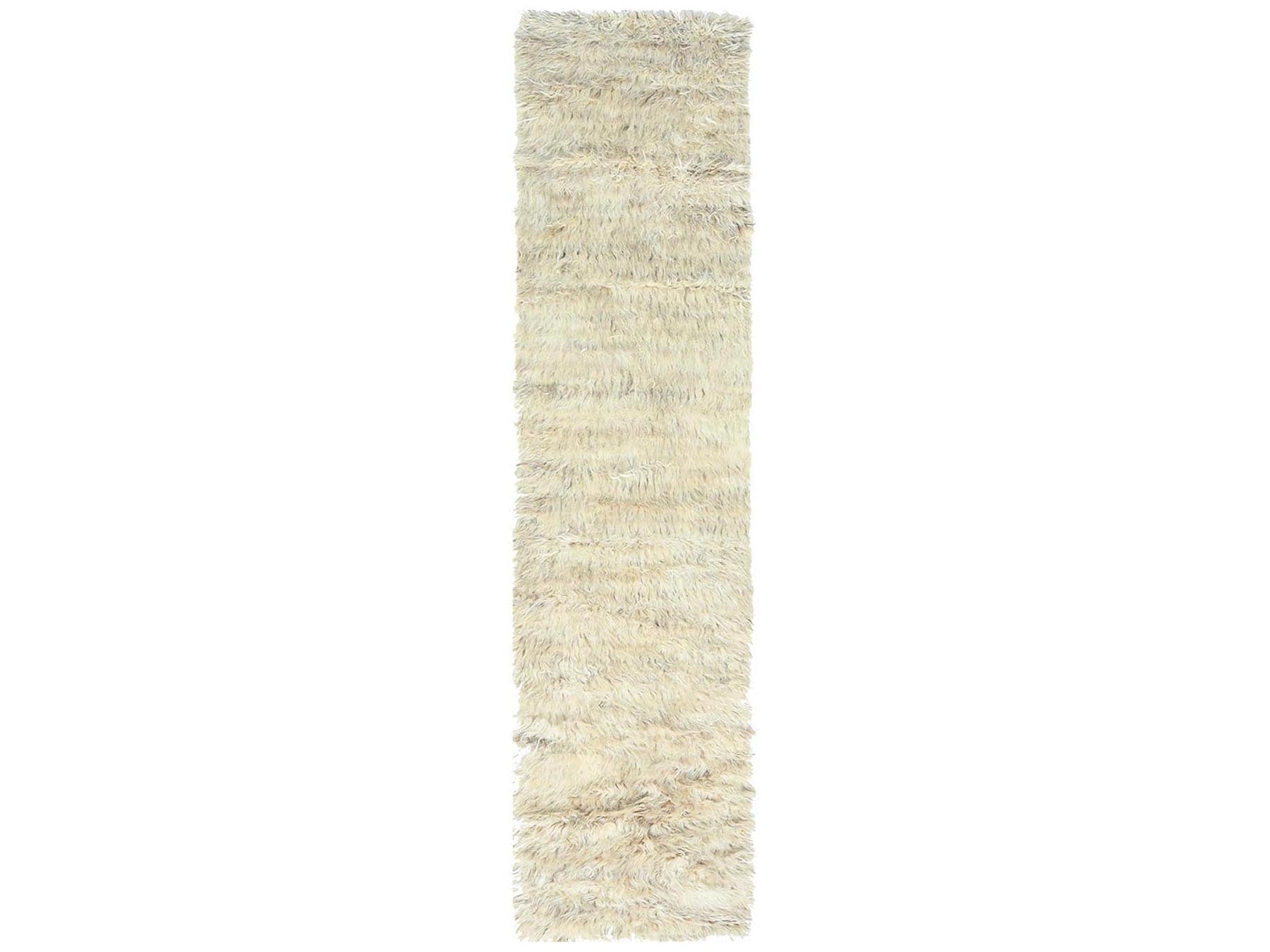 Beige 2'7" x 10'1" Modern / Contemporary Hand knotted Wool Rug - Sku: O082573