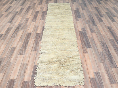 Beige 2'7" x 10'1" Modern and Contemporary Hand knotted Wool Rug - Sku: O082573